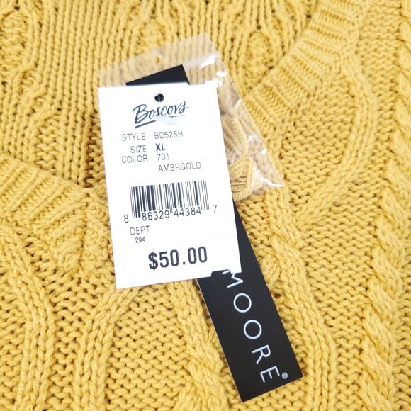 Preswick & Moore Sweater Womens Size XL Pullover Yellow Cable Knit V Neck NWT - Picture 7 of 9